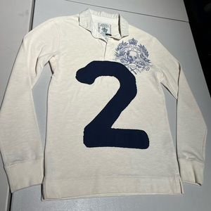 Polo Ralph Lauren Men's Rugby Polo Shirt Script Patch Logo Black Cream SZ Medium